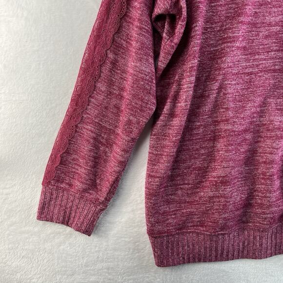 Torrid Plus 2 2X Sweatshirt Super Soft Plush V-Neck Lace Pieced Sleeve Raglan - Picture 4 of 11